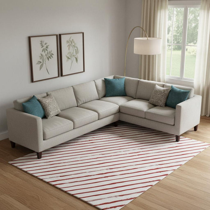 10' X 14' Abstract Geometric Washable Area Rug With UV Protection (701948) - Red / White