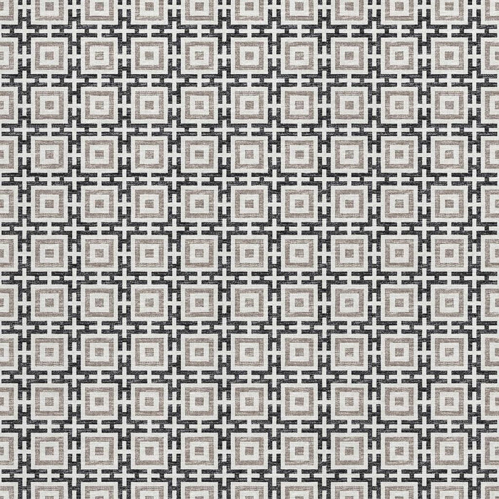 9' X 12' Geometric Washable Area Rug With UV Protection (645258) - Black / Ivory