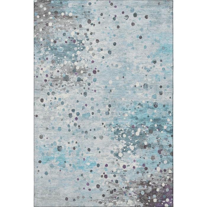 10' X 14' Abstract Washable Area Rug With UV Protection (710777) - Teal / Gray / Ivory