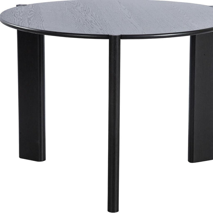 42" Solid Wood Mirrored Double Pedestal Base Round Top Dining Table - Black