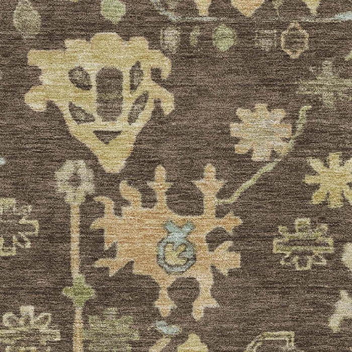 10' X 14' Floral Washable Area Rug With UV Protection (708409) - Brown / Gold / Blue