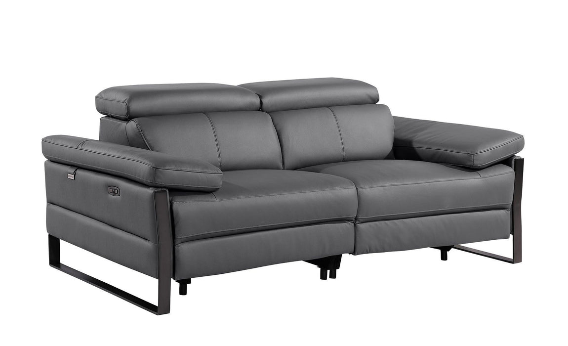 Italian Leather Power Reclining Loveseat (720500) - Dark Gray / Black