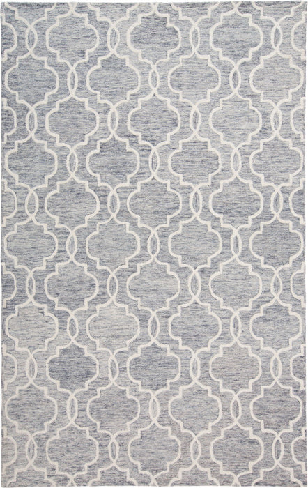 9' x 12' Wool Geometric Tufted Handmade Stain Resistant Area Rug - Blue Gray And Ivory