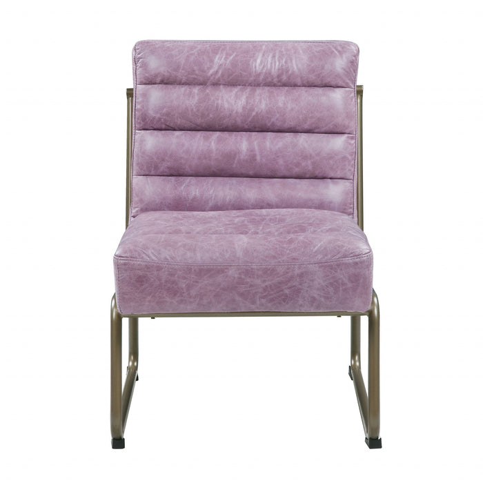 Top Grain Leather And Steel Ikat Side Chair - Wisteria
