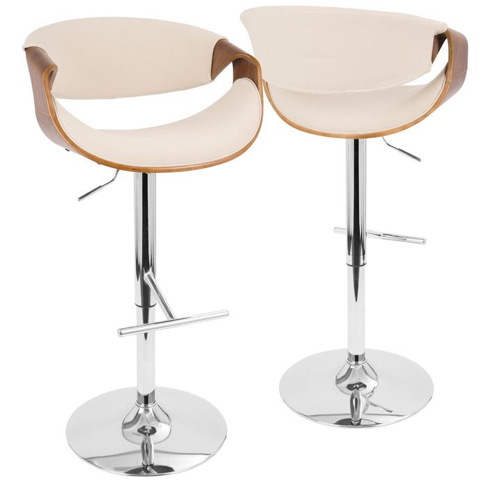 Curvo - Adjustable Barstool - Walnut And Cream
