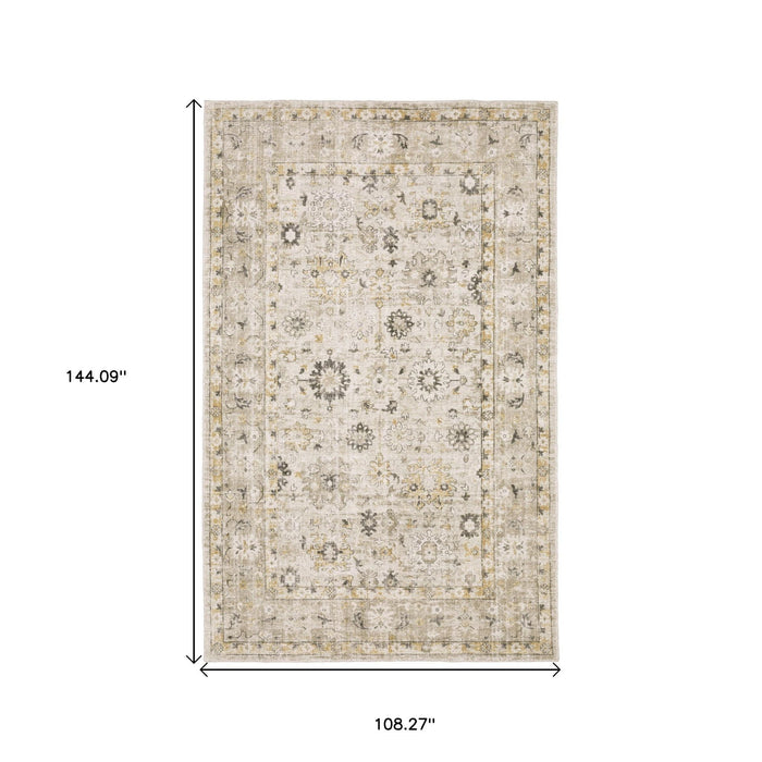 9' X 12' Oriental Hand Tufted Area Rug - Beige And Gold