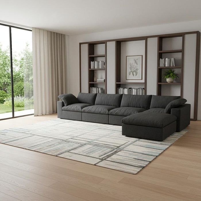 160" 2 Piece Living Room Set Blend Modular Sofa With Ottoman Storage - Black