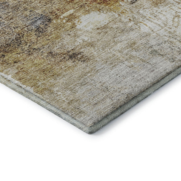10' X 14' Abstract Washable Area Rug With UV Protection (688316) - Taupe / Gold / Blue