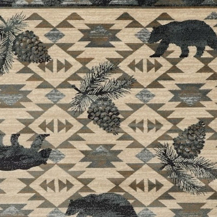 9' x 12' Machine Woven Geometric Lodge Indoor Area Rug - Ivory Blue