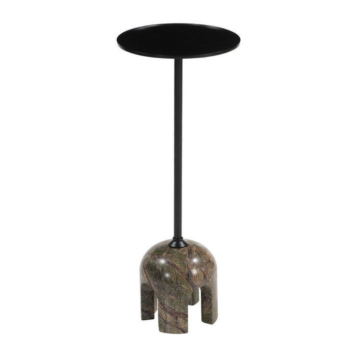 22" Marble Pedestal End Table - Brown