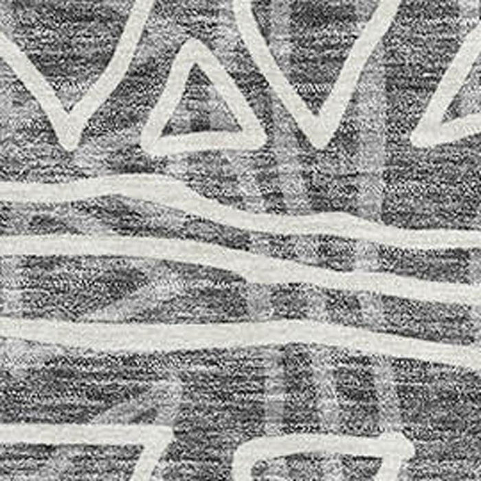 10' X 14' Geometric Washable Area Rug With UV Protection - Charcoal And Ivory