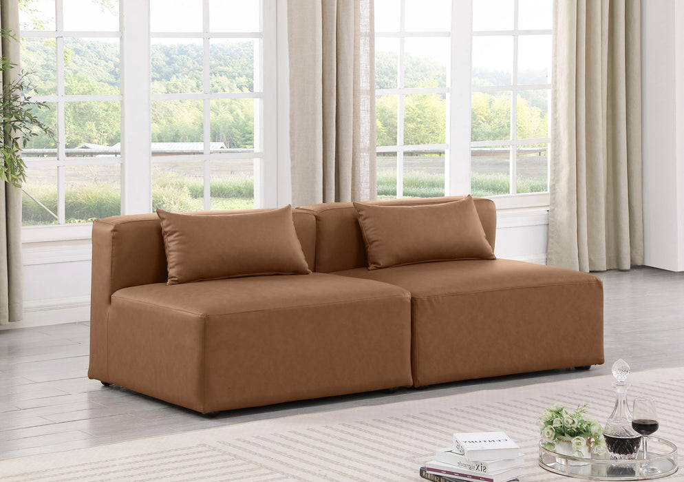 Cube - Modular 2 Piece Armless Sofa - Light Brown
