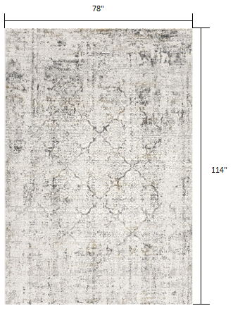 6.5' x 9.5' Abstract Area Rug - Gray And Ivory