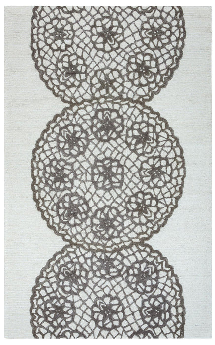 10' X 14' Wool Geometric Hand Tufted Area Rug (747295) - White / Ivory