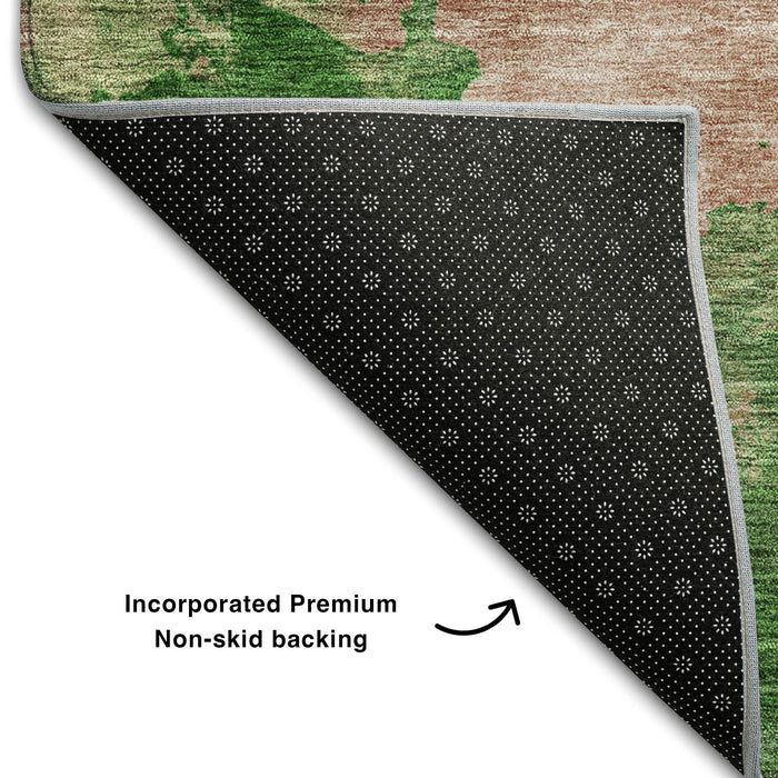 10' X 14' Abstract Washable Area Rug With UV Protection (686174) - Pink / Emerald