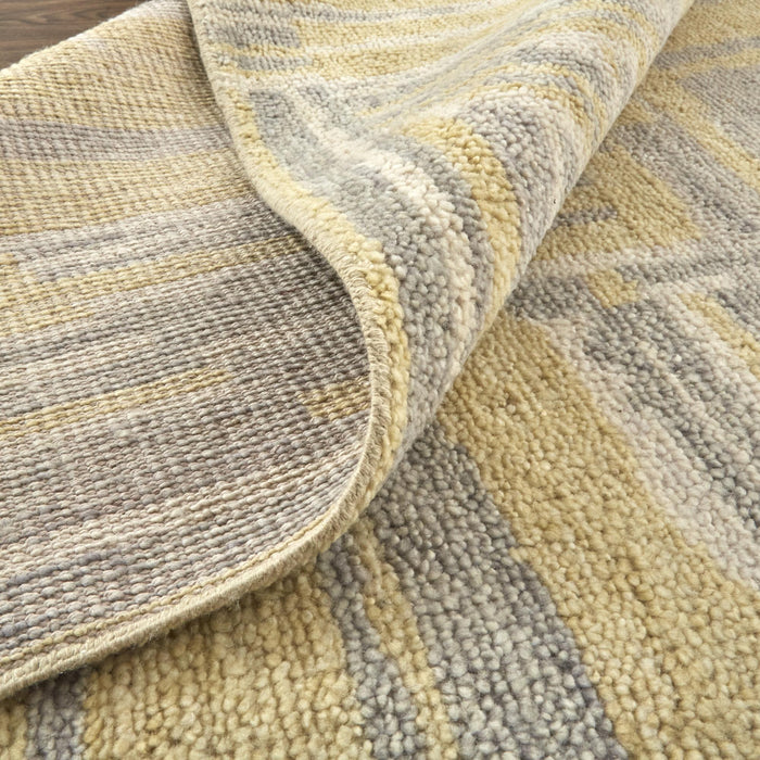 9' X 13' Wool Abstract Hand Knotted Area Rug (744439) - Gold / Gray