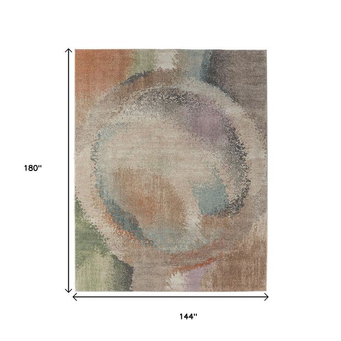 12' X 15' Abstract Distressed Area Rug - Brown