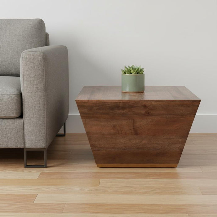 Solid Wood Square End Table - Dark Brown