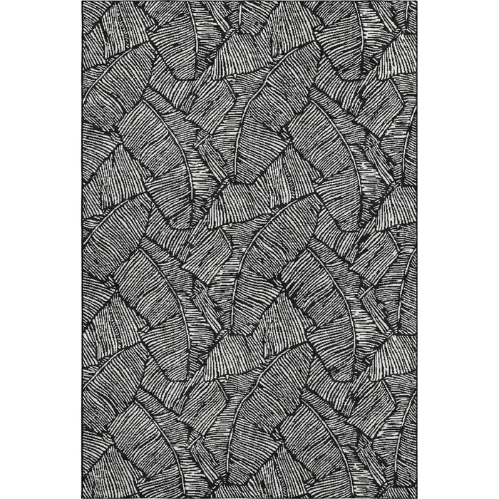 10' X 14' Floral Washable Area Rug With UV Protection (672587) - Black / Ivory