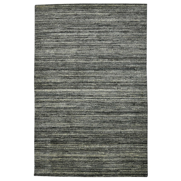 10' X 14' Wool Striped Hand Woven Area Rug - Gray And Black