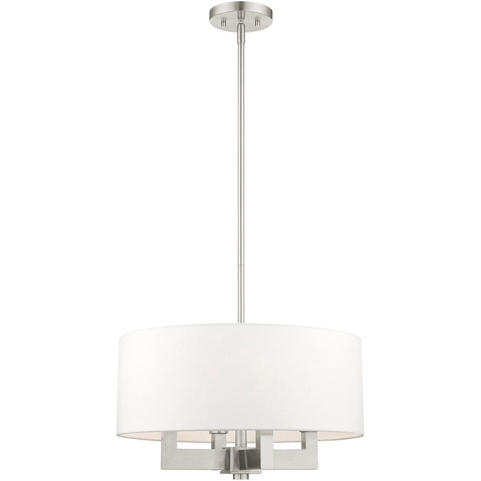 19'' Four Light Dimmable Chandelier With Shades - Nickel