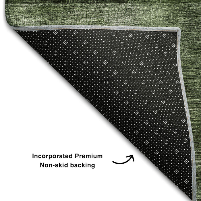 10' X 14' Geometric Washable Area Rug With UV Protection (684714) - Fern Green / Gray / Silver