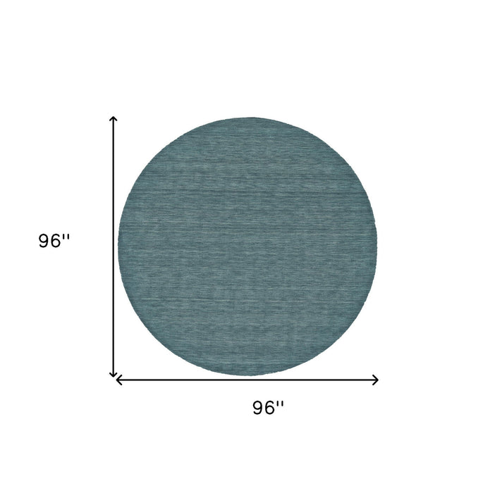 8' Round Wool Hand Woven Area Rug - Blue Green