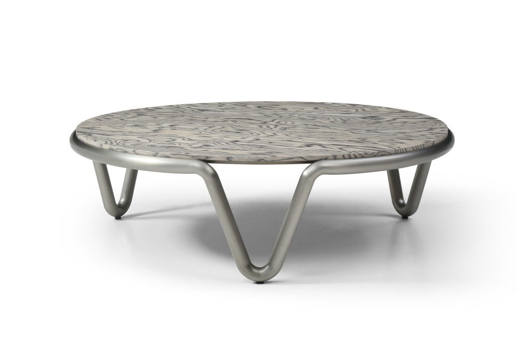 55" Stainless Steel Round Coffee Table - Gray / Silver