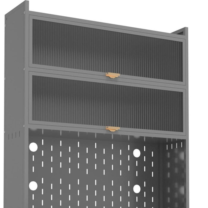 73" Stainless Steel Textured Door Dining Hutch With Two Doors - Gray