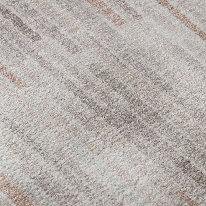 10' X 14' Striped Washable Area Rug With UV Protection (717875) - Coral / Beige