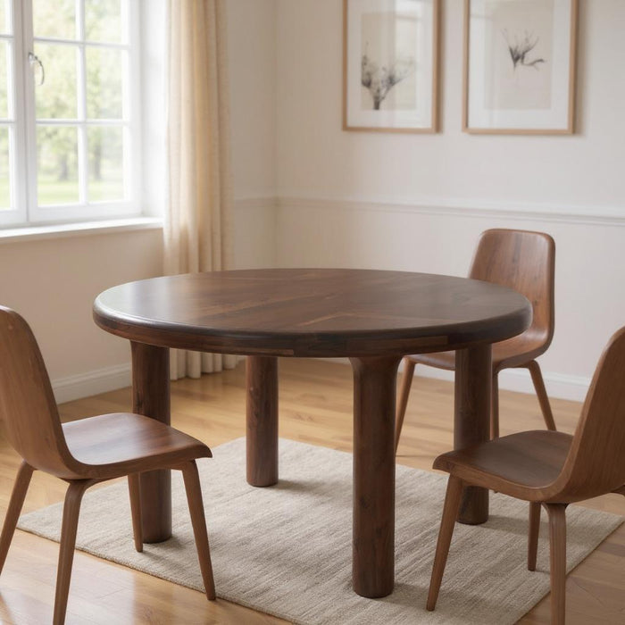 48" Solid Wood Round Top Dining Table - Brown