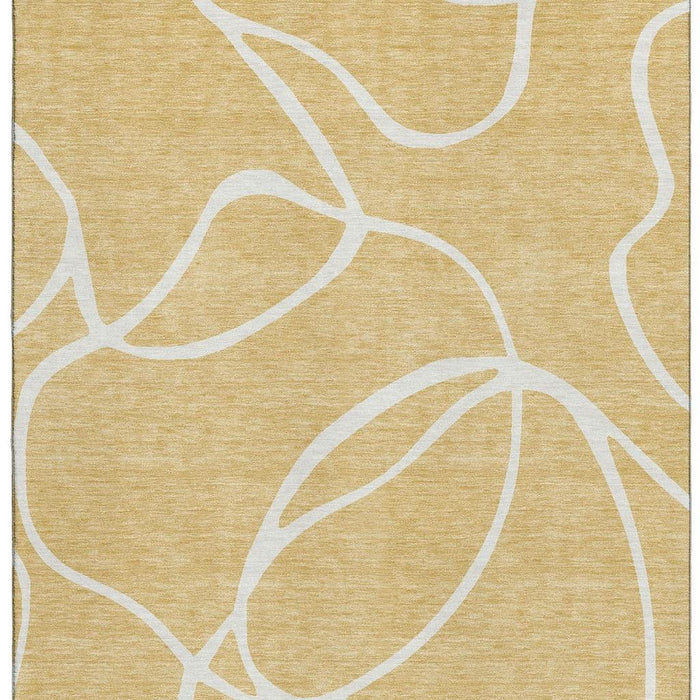 10' X 14' Abstract Washable Area Rug With UV Protection (678640) - Gold / Ivory