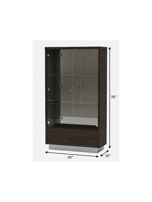 Display Stand With Three Shelves And One Drawer - Silver And Dark Brown