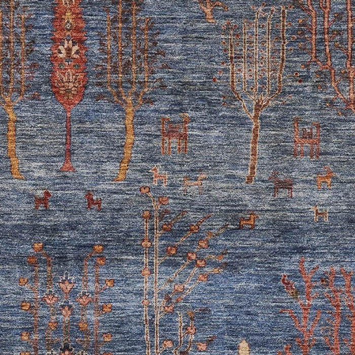 10' X 14' Floral Washable Area Rug With UV Protection (708199) - Blue / Rust