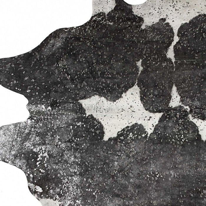 72" x 84" Cowhide Rug - Silver Black & White