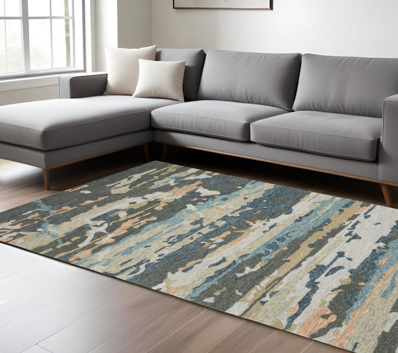 10' X 13' Wool Abstract Hand Tufted Area Rug - Gray / Blue