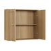 Giga wall-mounted bathroom medicine cabinet with double doors and vertical grooved oak finish, ideal for modern bathroom storage.