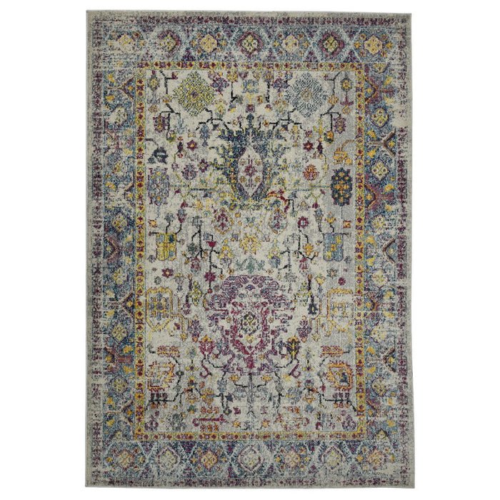 8.8' x 11.8' Floral Power Loom Area Rug - Gray