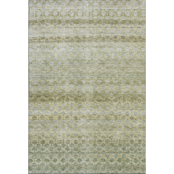 10' X 14' Striped Washable Area Rug With UV Protection (688063) - Artichoke Green / Gray / Beige