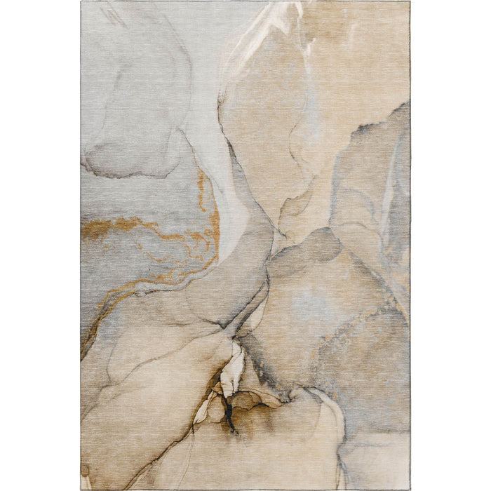 10' X 14' Abstract Washable Area Rug With UV Protection (646816) - Beige / Brown / Ivory