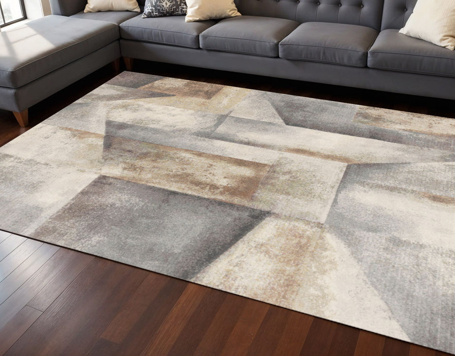 8' X 11' Abstract Area Rug (660100) - Gray / Beige / Brown