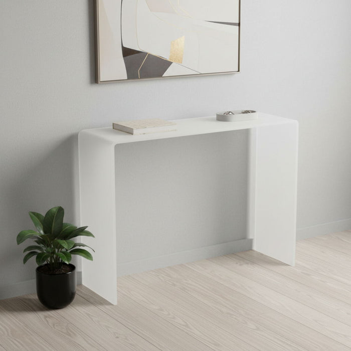 Glass Block Console Table - White