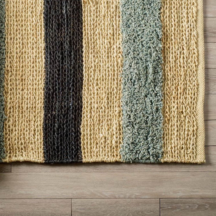 8' X 10' Jute Striped Hand Woven Area Rug (609368) - Black / Tan