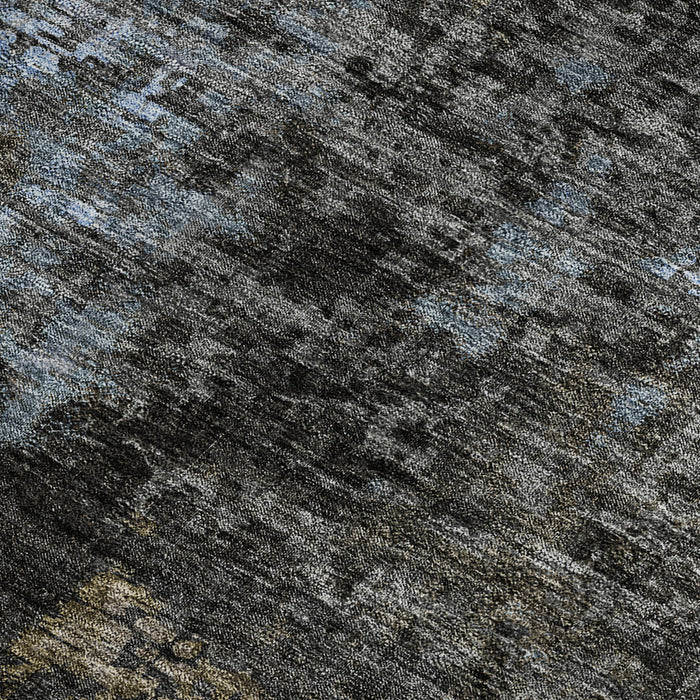 9' X 12' Copper Abstract Washable Area Rug With UV Protection - Graphite