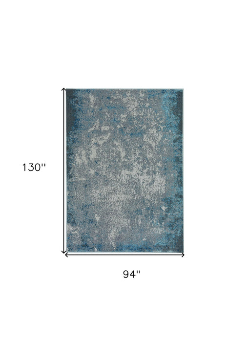8' x 11' Abstract Area Rug - Blue And Silver