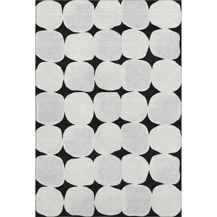 10' X 14' Abstract Geometric Washable Area Rug With UV Protection (669168) - Black / Ivory