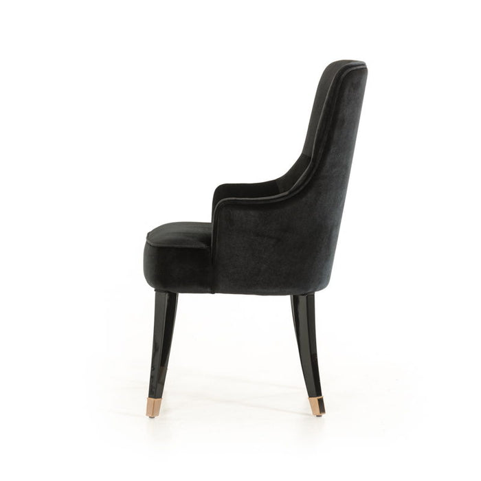 Velvet Wing Back Dining Arm Chair - Black