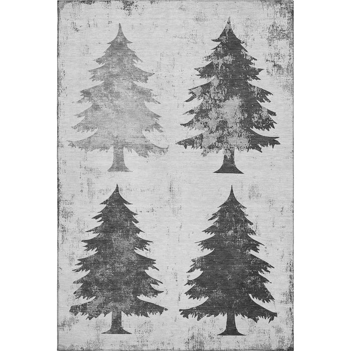 10' X 14' Floral Washable Area Rug With UV Protection (701671) - Gray / Charcoal