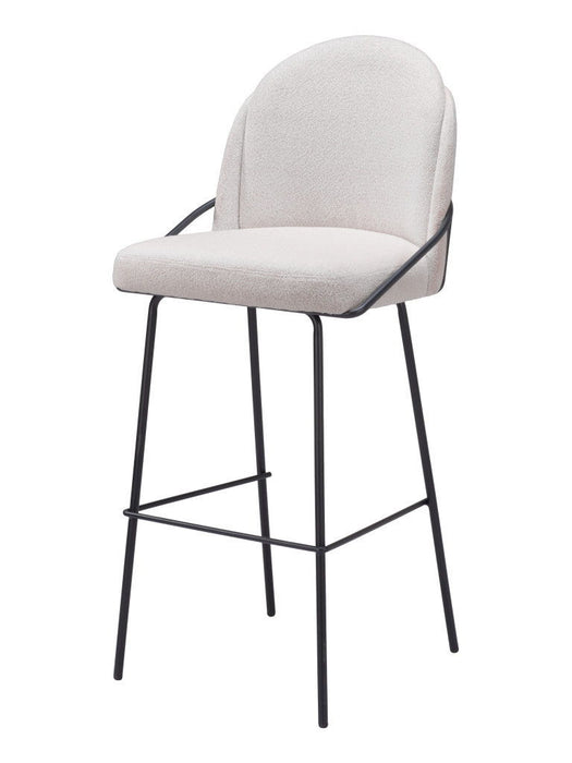 30" Shearling And Steel Bar Height Bar Chairs (Set of 2) - Ivory / Black