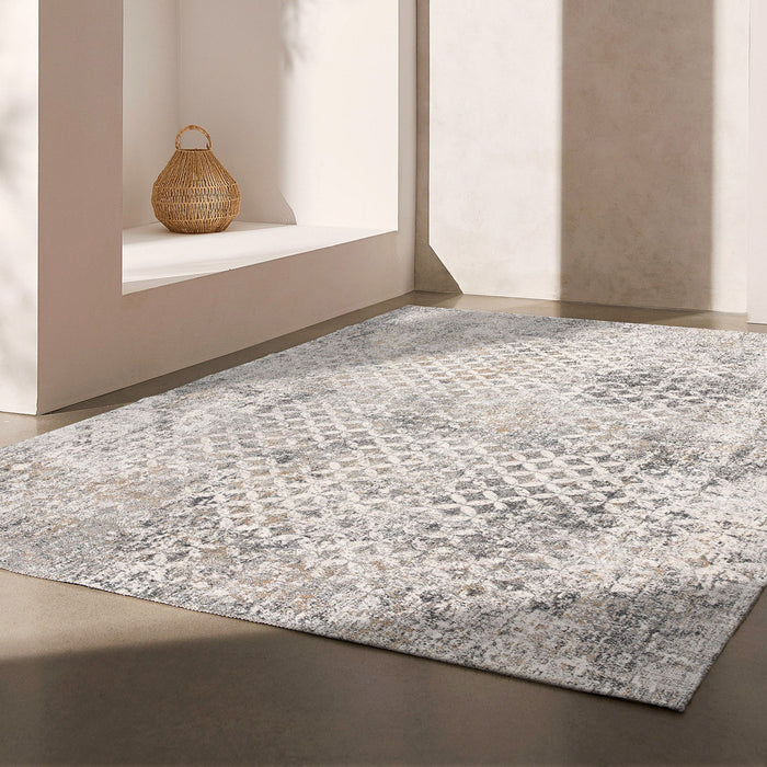 9.2' x 12.5' Abstract Washable Non Skid Viscose Area Rug - Gray